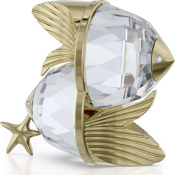 Crystal Zodiac Pisces Figurine Genuine Swarovski in Gold Tone Brand New $90+! - Picture 1 of 4